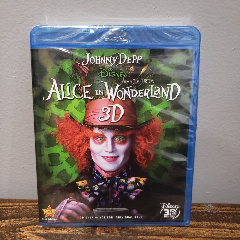 Disney Alice in Wonderland 3D Blu-ray Johnny Depp Tim Burton New Sealed Movie